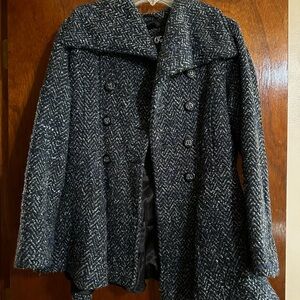 Me Jane Black and Blue Pea Coat